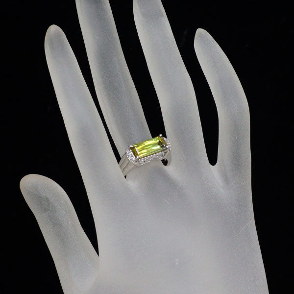Pt900 スフェーン ダイヤモンド リング 3.69ct D0.15ct