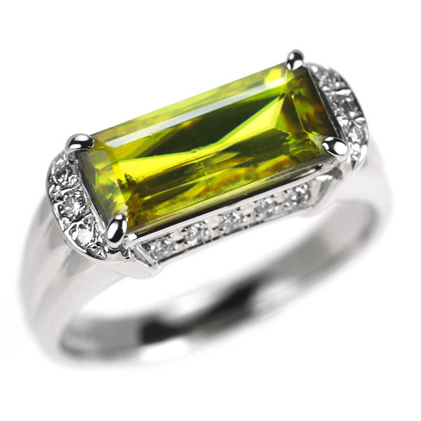 Pt900 スフェーン ダイヤモンド リング 3.69ct D0.15ct