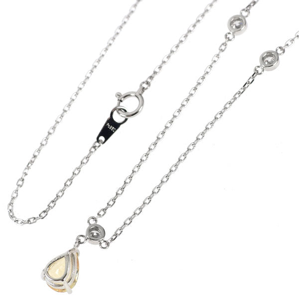 Pt900/ Pt850 イエロー サファイア ダイヤモンド ペンダントネックレス 1.68ct D0.40ct ステーション