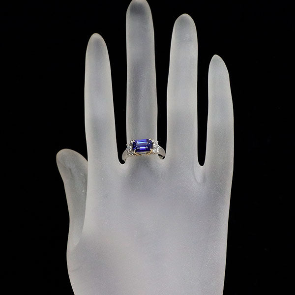 Pt900/K18YG サファイア ダイヤモンド リング 1.57ct 0.38ct