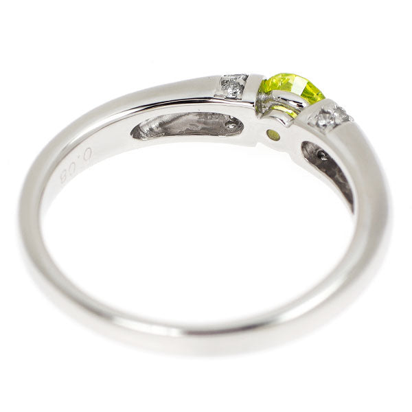 Pt900 トリートイエローグリーン ダイヤモンド ダイヤモンド リング 0.347ct D0.08ct