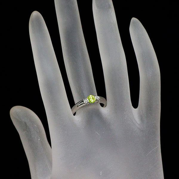 Pt900 トリートイエローグリーン ダイヤモンド ダイヤモンド リング 0.347ct D0.08ct