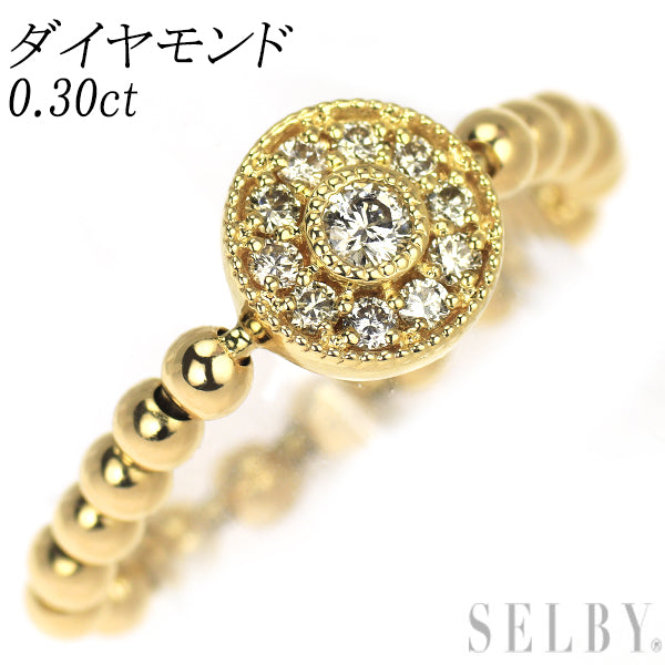 K18YG ダイヤモンド リング 0.30ct 伸縮式 8.5号～ フリーサイズ  