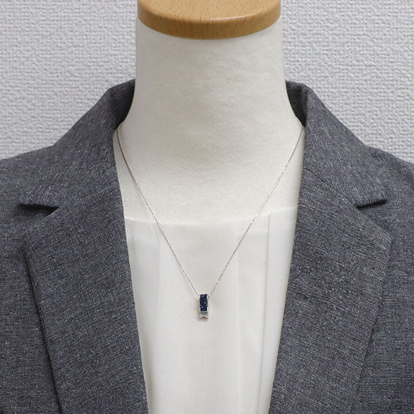 K18WG サファイア ダイヤモンド ペンダントネックレス 0.85ct D0.26ct リバーシブル ミステリーセッティング