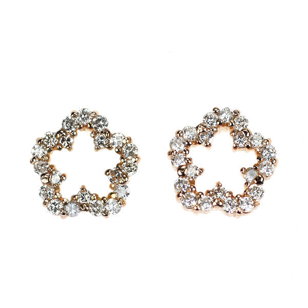 K18YG/PG ダイヤモンド ピアス 0.26ct フラワー