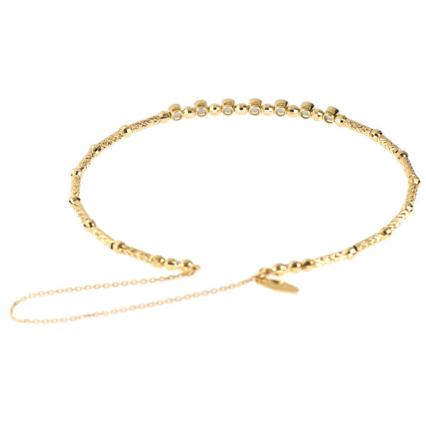 K18YG ダイヤモンド ブレスレット 0.20ct 形状記憶 ワイヤーバングル