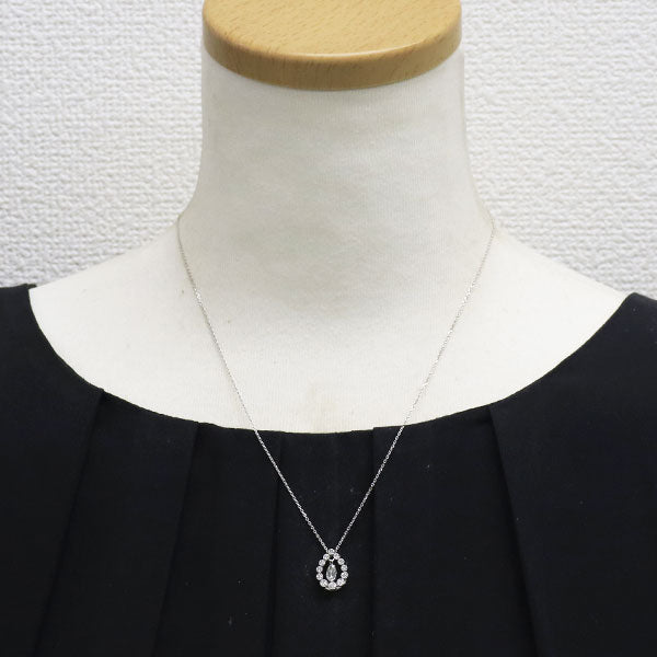 K18WG ペアシェイプ ダイヤモンド ペンダントネックレス 0.350ct D0