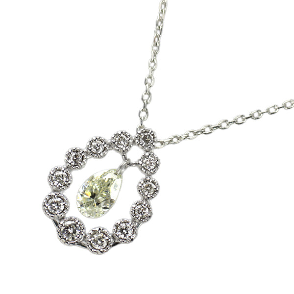 K18WG ペアシェイプ ダイヤモンド ペンダントネックレス 0.350ct D0