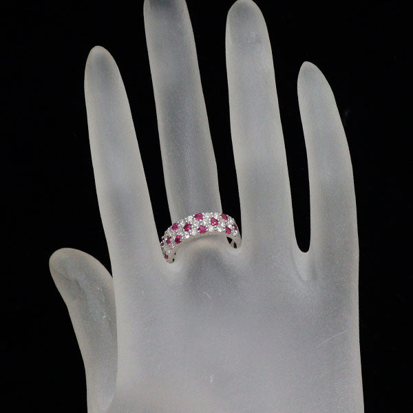 K18WG ルビー ダイヤモンド リング 0.60ct D0.90ct パヴェ
