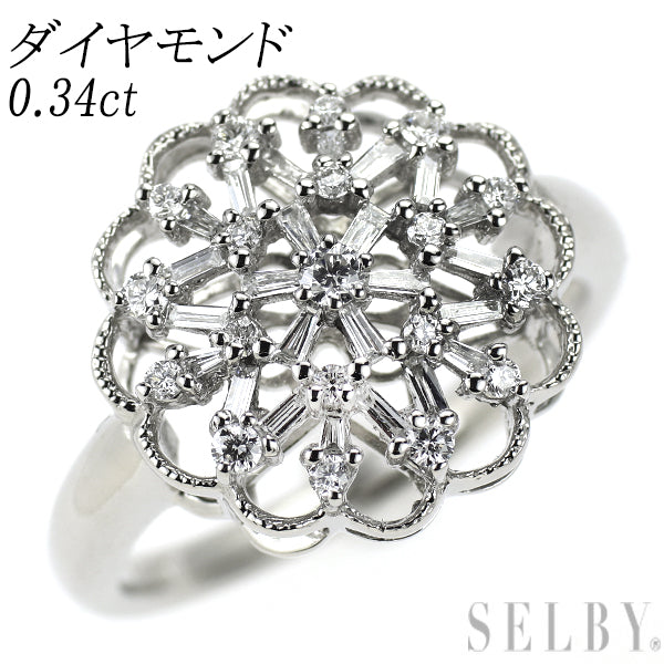 Pt900 ダイヤモンド リング 0.34ct フラワー