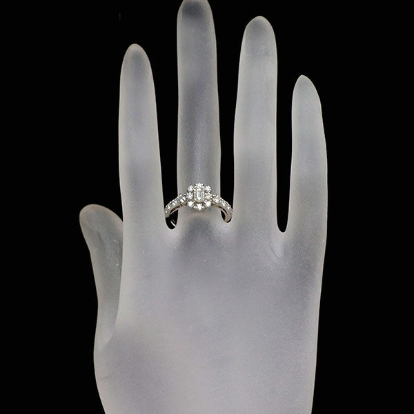 Pt900 エメラルドカット ダイヤモンド リング 0.314ct D0.57ct