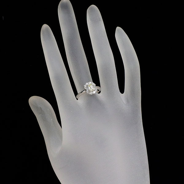 Pt900 エメラルドカット ダイヤモンド リング 0.533ct D0.50ct