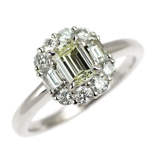 Pt900 エメラルドカット ダイヤモンド リング 0.533ct D0.50ct