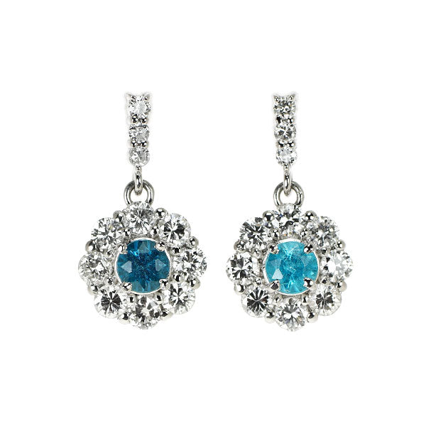 Pt950/Pt900 ブラジル産 パライバトルマリン ダイヤモンド ピアス 0.32ct D0.82ct