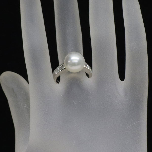 Pt900 白蝶真珠 ダイヤモンド リング 径約11.0mm D1.13ct