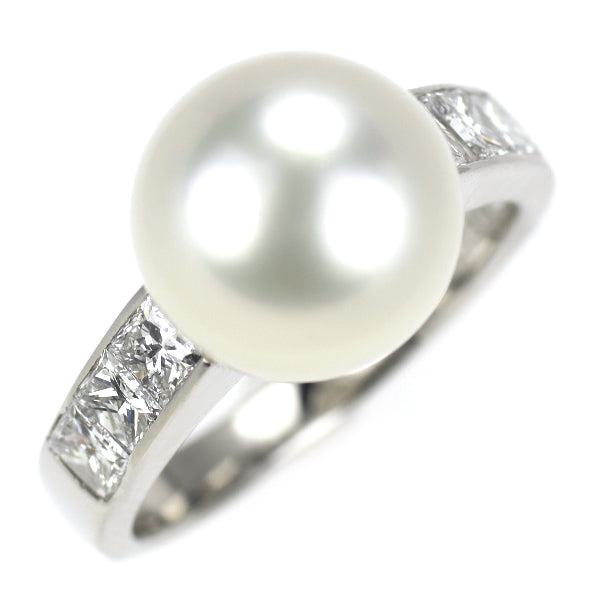 Pt900 白蝶真珠 ダイヤモンド リング 径約11.0mm D1.13ct