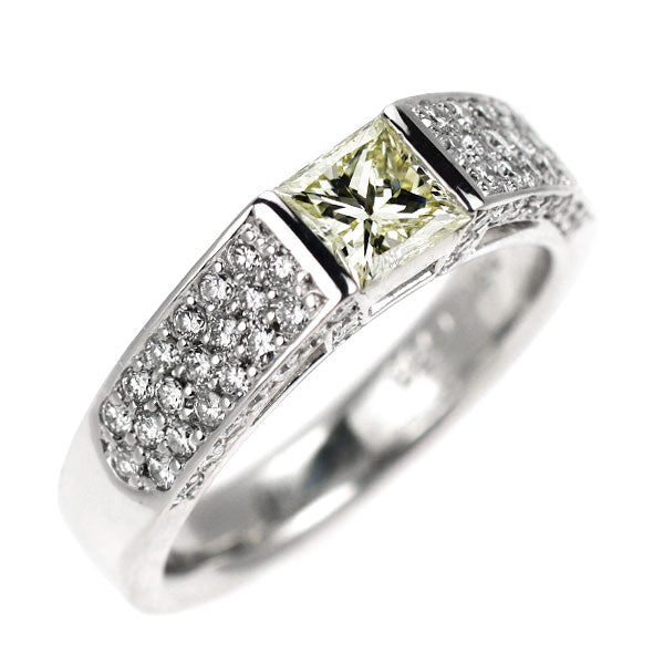 Pt900 プリンセスカット ダイヤモンド リング 0.568ct D0.55ct