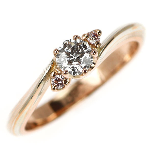 杢目金屋 K18PG/SV さくらカットダイヤモンド 天然ピンクダイヤ リング 0.278ct PD0.04ct