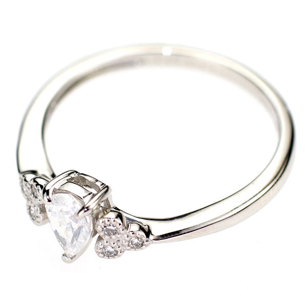 新品 Pt950 ペアシェイプ ファンシーホワイトダイヤモンド リング 0.300ct FW I1 D0.03ct 【エスコレ】
