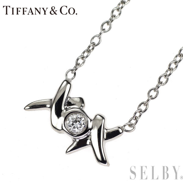 ティファニー K18WG ダイヤモンド ペンダントネックレス ラブ＆キス