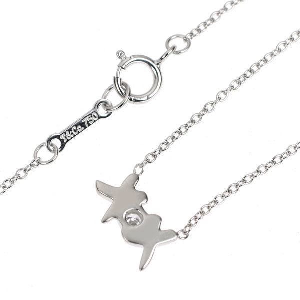 ティファニー K18WG ダイヤモンド ペンダントネックレス ラブ＆キス