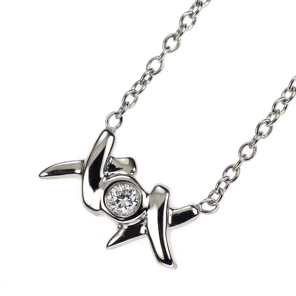 ティファニー K18WG ダイヤモンド ペンダントネックレス ラブ＆キス