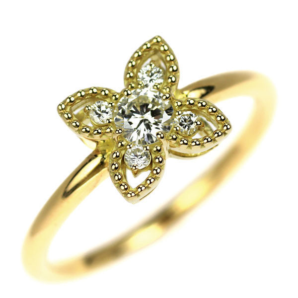 K18YG ダイヤモンド ダイヤモンド リング 0.26ct  フラワー