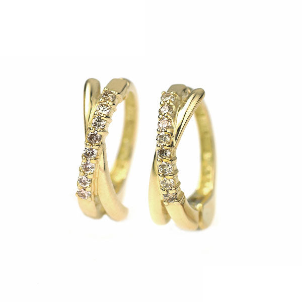 K18YG ダイヤモンド フープ イヤリング 0.08ct ピアリング