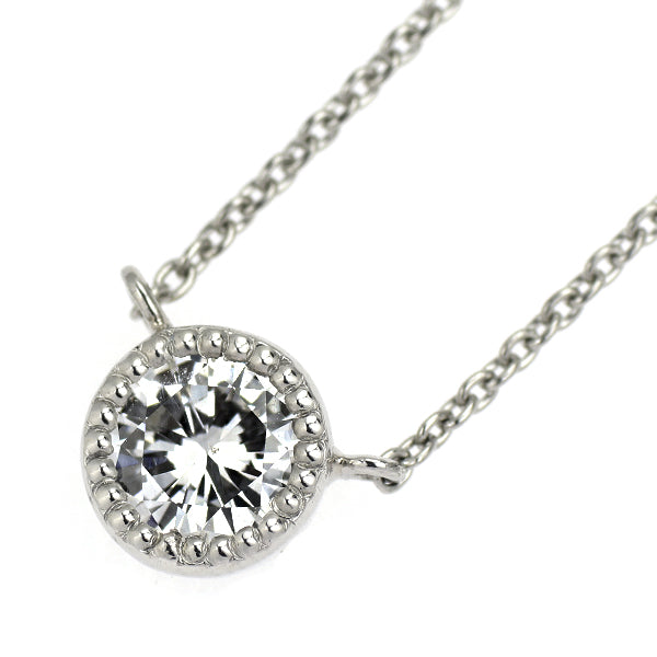 新品 Pt950/ Pt850 ダイヤモンド ペンダントネックレス 0.382ct F SI2 Fair 鍛造ミルグレイン【エスコレ】