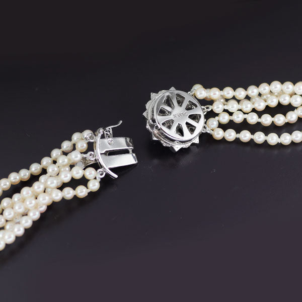 SV アコヤベビーパール ロング ネックレス 径約3.4-3.6mm 5連