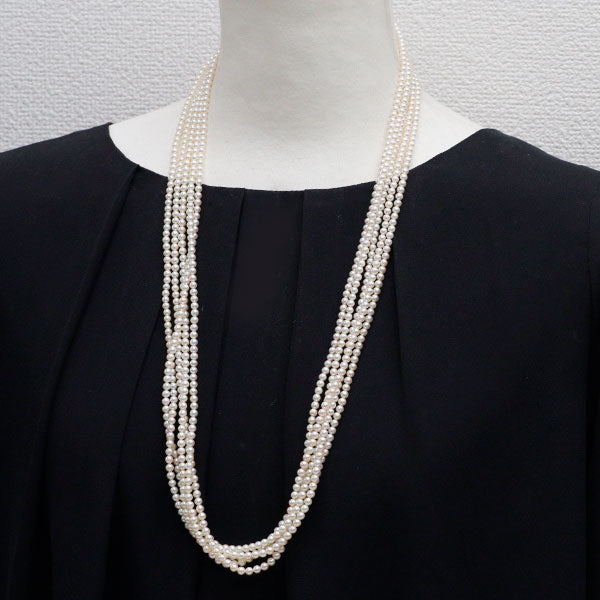 14k Perlagione ベビーパール　ロングネックレス 淡水真珠 ベビーパールネックレス オレンジ 2.5mm-3mm SV製