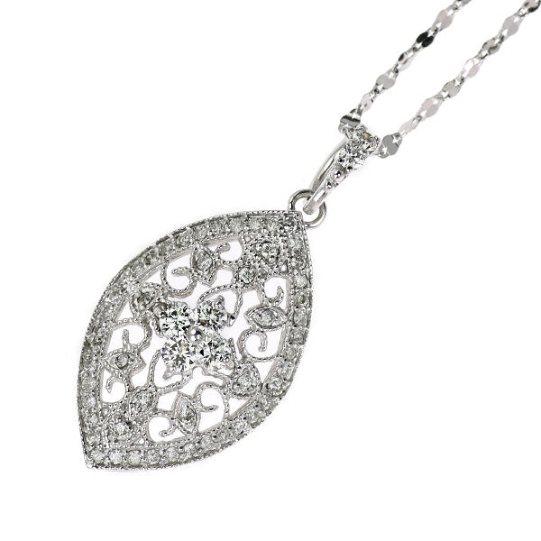 K18WG ダイヤモンド ペンダントネックレス 0.55ct アンティークレース