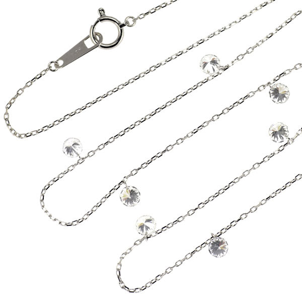 K18WG ストリングホール ダイヤモンド ステーション ネックレス 1.23ct
