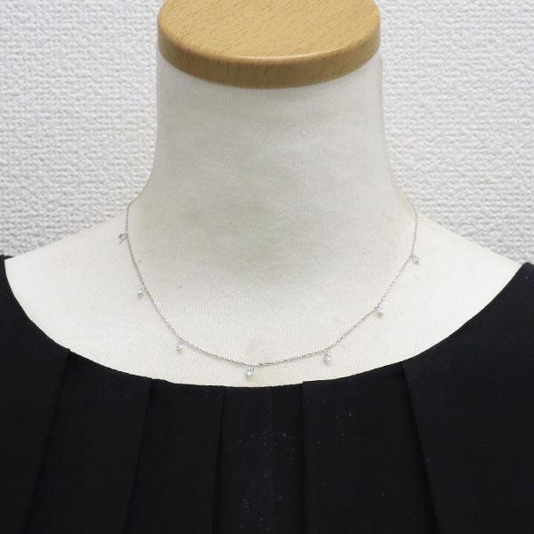 K18WG ストリングホール ダイヤモンド ステーション ネックレス 1.23ct