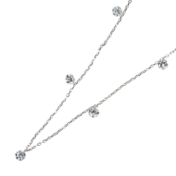 K18WG ストリングホール ダイヤモンド ステーション ネックレス 1.23ct