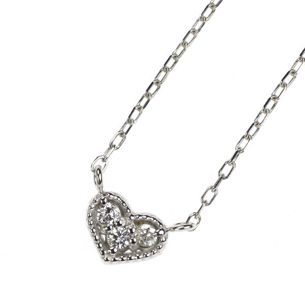K18WG ダイヤモンド ペンダントネックレス 0.03ct ハート