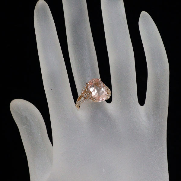 K18PG モルガナイト ダイヤモンド リング 4.08ct D0.25ct