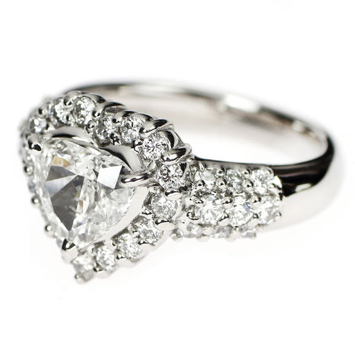 Pt900 ハートシェイプ ダイヤモンド リング 1.028ct F SI2 D0.67ct