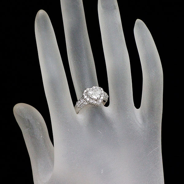 Pt900 ハートシェイプ ダイヤモンド リング 1.028ct F SI2 D0.67ct