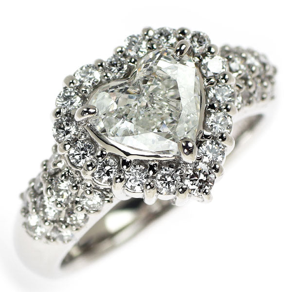 Pt900 ハートシェイプ ダイヤモンド リング 1.028ct F SI2 D0.67ct