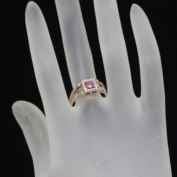 K18PG ピンクサファイア ダイヤモンド リング 0.36ct D0.58ct