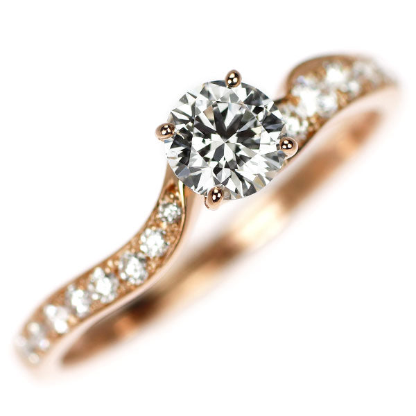 俄 K18PG ダイヤモンド リング 0.34ct F VS1 3EX 唐花
