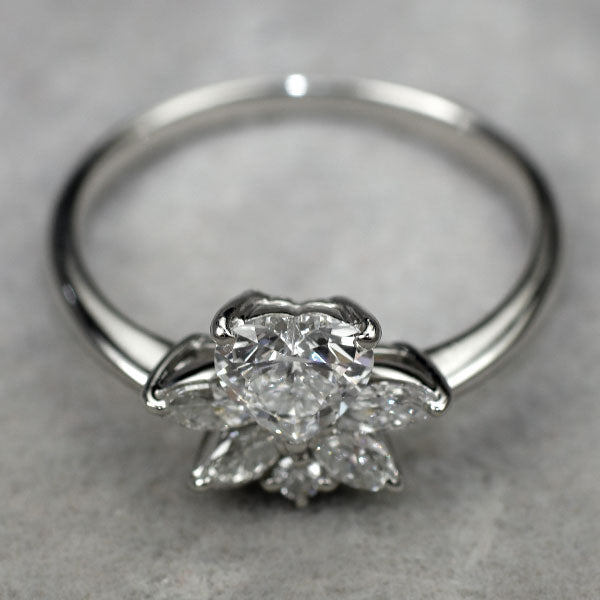 Pt900 ハートシェイプカットダイヤモンド リング 0.548ct D SI2 D0.31ct
