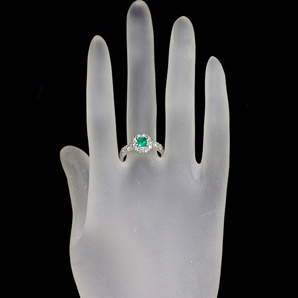 Pt900 エメラルド ダイヤモンド リング 0.45ct D0.69ct
