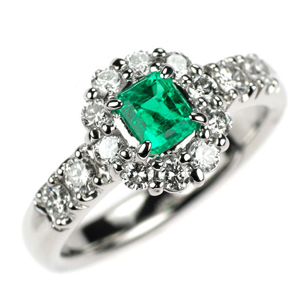 Pt900 エメラルド ダイヤモンド リング 0.45ct D0.69ct