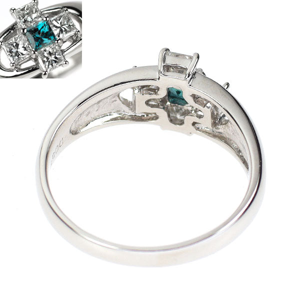 Pt900 プリンセスカット アレキサンドライト ダイヤモンド リング 0.22ct 0.57ct 希少 クロス 十字
