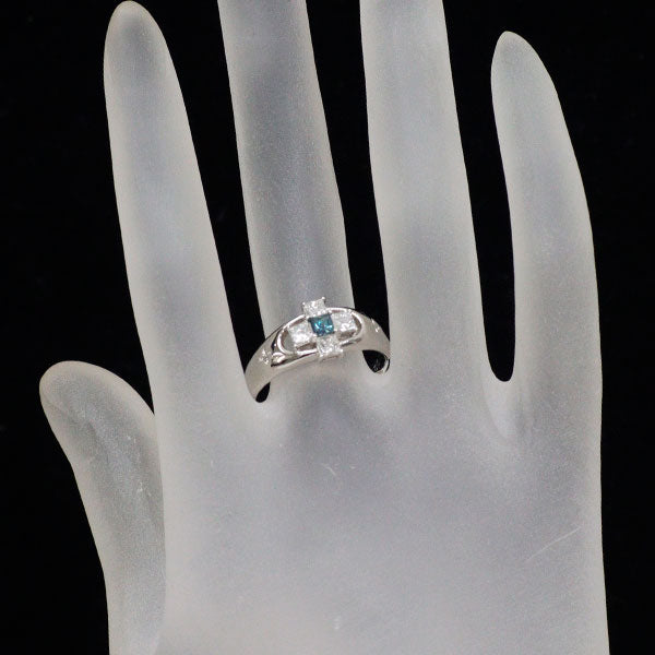 Pt900 プリンセスカット アレキサンドライト ダイヤモンド リング 0.22ct 0.57ct 希少 クロス 十字