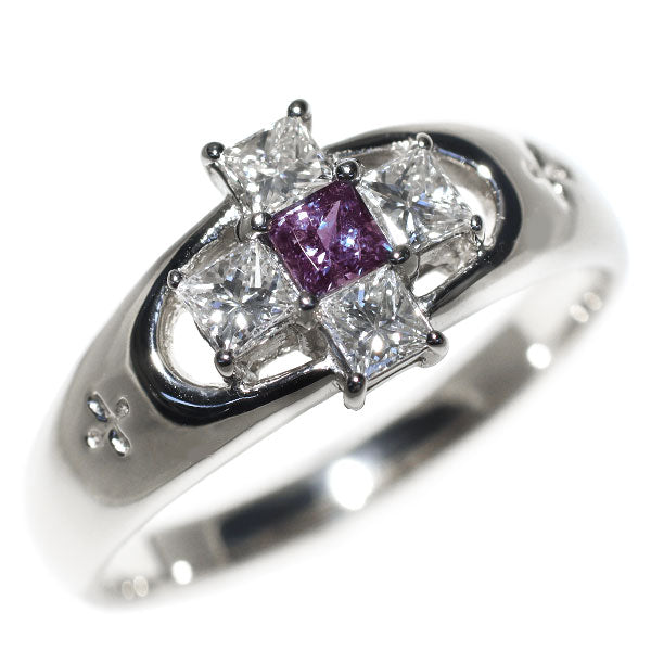 Pt900 プリンセスカット アレキサンドライト ダイヤモンド リング 0.22ct 0.57ct 希少 クロス 十字