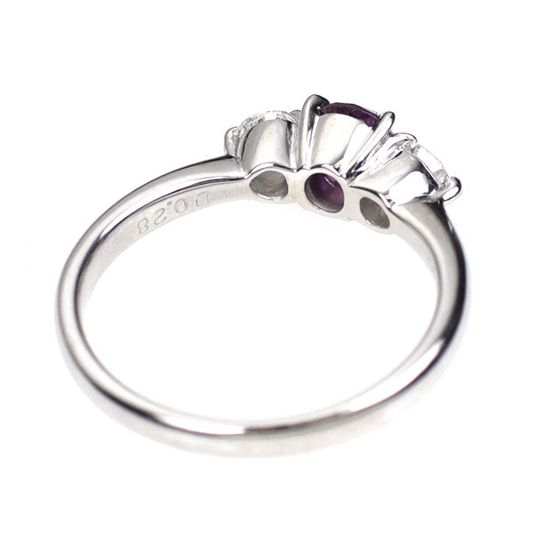 Pt900 パープル サファイア ダイヤモンド リング 0.71ct D0.28ct