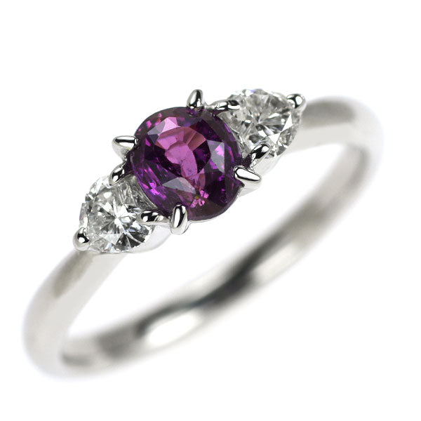 Pt900 パープル サファイア ダイヤモンド リング 0.71ct D0.28ct